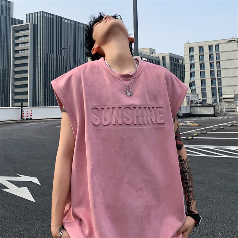 ！2025夏季新款男士钢印麂皮绒背心无袖T恤TLBX01特P22控38图片