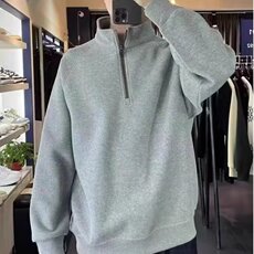 简约百搭半拉链立领卫衣男秋季新款重磅纯色肌理宽松休闲内搭上衣，男装卫衣，星座506A