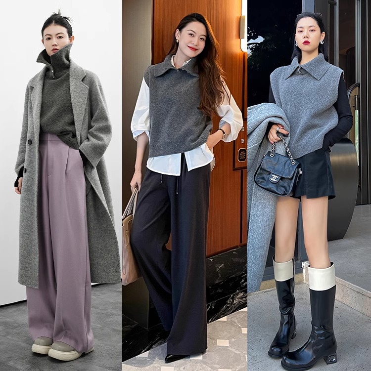 时尚百搭女士秋冬亮扣翻领马甲安迪绒纯色简约外套,女装马甲,洁纯羊绒