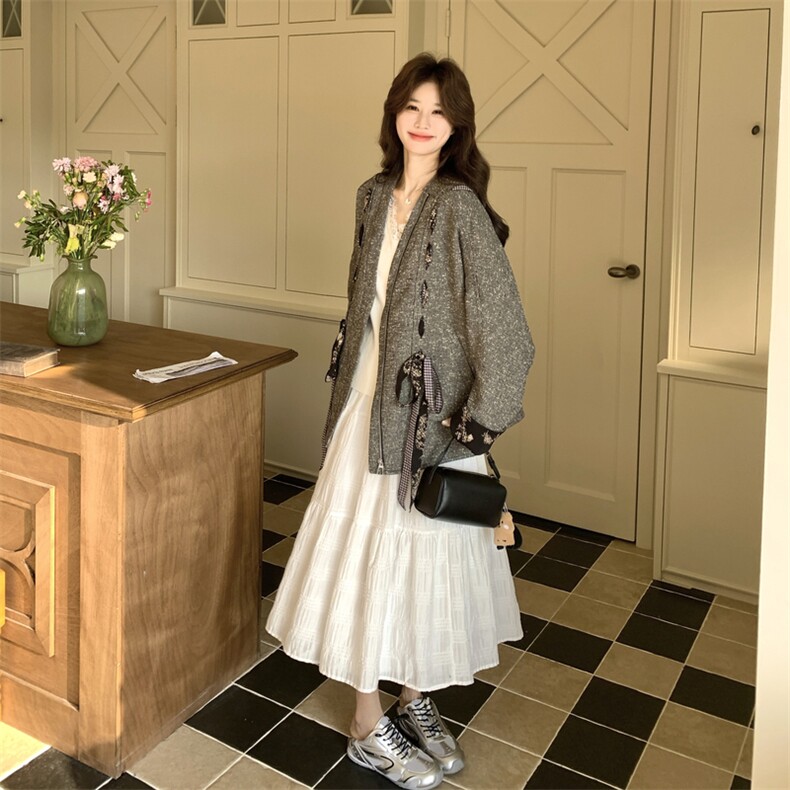 26春装新款松弛感灰色飘带外套9013P175K288,女装短外套,2C236