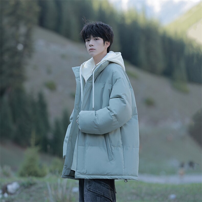 冬季青少年连帽假两件外套加绒加厚休闲简约棉衣棉服5303-P85,男装棉衣,电商B306