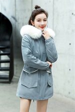 2020冬季新款时尚刺绣棉衣外套保暖显瘦长款羽绒服女，女装棉衣/棉服，涵亦佰惠