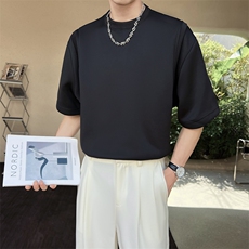 2023小众设计款网红垫肩半袖宽松圆领体恤轻熟上衣TX35/P58控89，男装T恤，电商A243