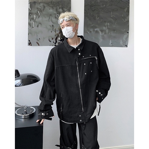 暗黑风痞帅外套男春秋季柳钉设计感小众美式工装夹克JK85488-p85,ins风搭配桌面图片