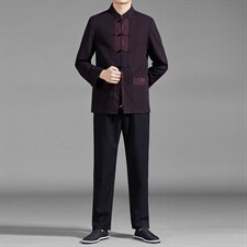 MJ-7807Y冬男士长袖休闲羽绒三件套套装中老年爸爸唐装风P330图片
