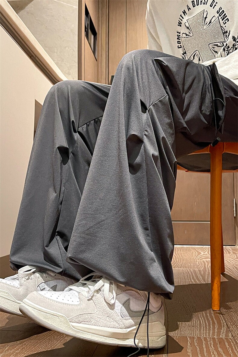 8XL-M特大码冰丝裤男美式工装裤高腰垂感宽松防晒阔腿裤K962P45,男装休闲裤,电商D206-1