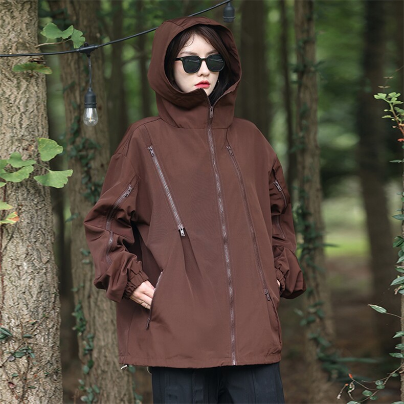 春季新款潮机能风拉件连帽冲锋衣外套宽松百搭夹克CYJK9126-P80,男装夹克,电商A128