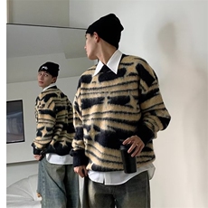 现货美式宽松提花圆领针织长袖毛衣男9175/P45，男装针织衫/毛衣，星座205-3