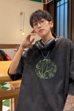 量大优供视频240g重磅美式炒雪花水洗做旧短袖t恤STX530-特P25，男装T恤，电商B371