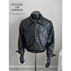 简约时尚男士大翻领皮夹克J24/P128控158，男装夹克，电商A242