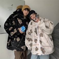 情侣装羊羔毛小熊棉衣宽松潮牌棉服棉袄A125-1001-P110女类，男装棉衣，电商A125
