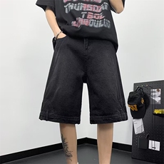 潮牌倒装牛仔短裤男女夏美式水洗做旧五分裤高街痞帅裤51533-p43，男装牛仔裤，星座1008