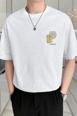 2024新款轻奢风福字刺绣宽松休闲大码圆领短袖T恤男5809-p48，男装T恤，电商D303