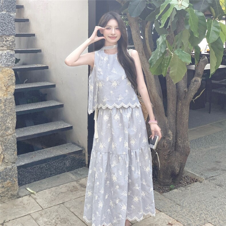 夏季新款韩系甜美减龄百搭显瘦开衫+半身裙两件套套装女,女装套装/套裙,2C159