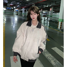 抖音得物高品质26春装美式高街重磅结构拼接织带立领卫衣外套CM42，女装短外套，电商A486