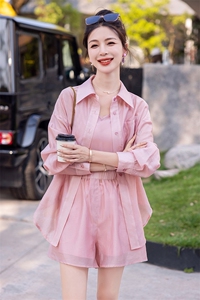 短裤套装女2025夏新款小个子休闲时尚欧货显瘦遮肉职业防晒三件套图片