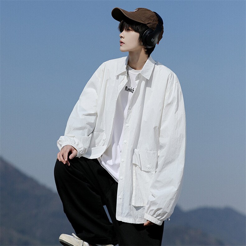 8XL-M轻薄透气防晒衬衫廓形外套大码夏季冰丝多口袋衬衣JK5203P50,男装夹克,电商B238