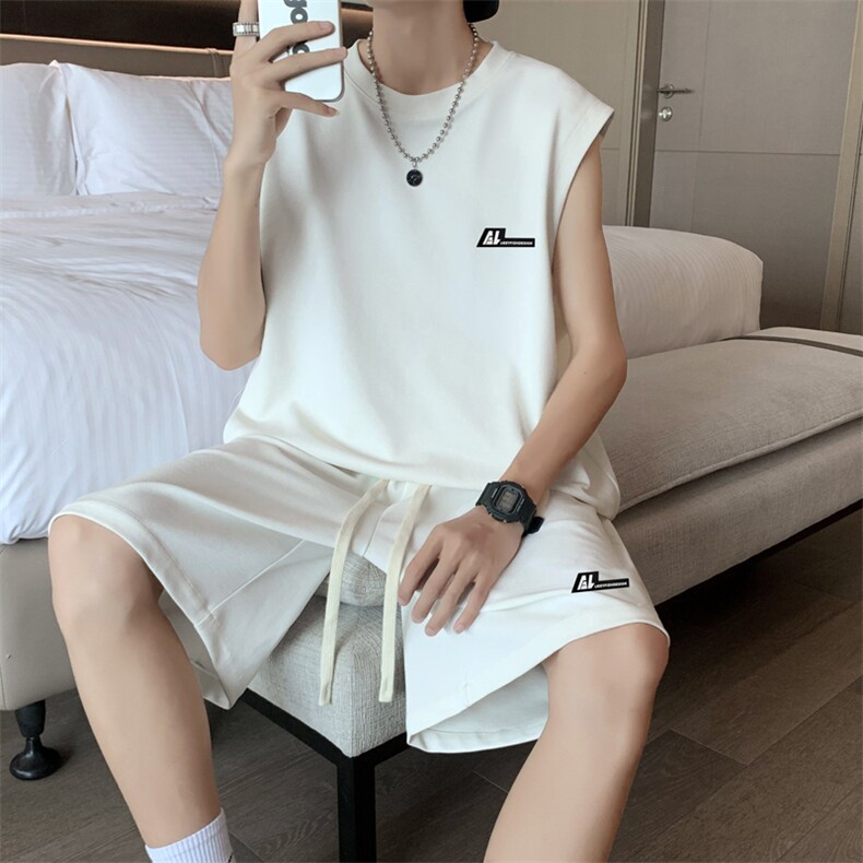 酒店冰丝无袖套装休闲超薄舒适百搭抗皱速干TZ81-特批68,男装休闲套装,星座718