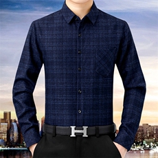 2023秋季新款格子衬衫中年男士长袖潮流休闲时尚衬衣男HB8926-P75，男装衬衫，电商B212（原钱塘6029）