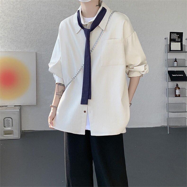 （送个性领带）CS1160-特P42控88肌理感长袖男小众设计大码衬衣,男装衬衫,电商A059