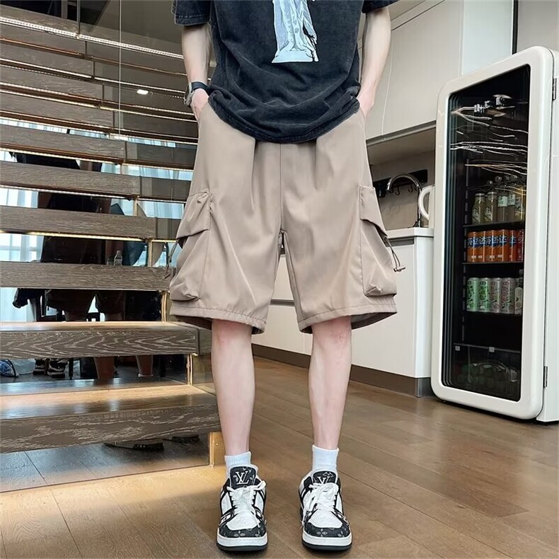 日系机能大口袋工装短裤男生夏季薄款潮牌高街宽松直筒五分裤男装,男装牛仔裤,星座1013