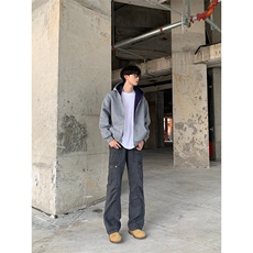 抖音得物高品质二开26春装美式重磅宽松结构双面连帽卫衣外套W68，女装短外套，电商A486