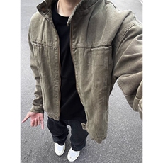 Q104/P75做旧洗水军绿色男士夹克，男装夹克，星座1506