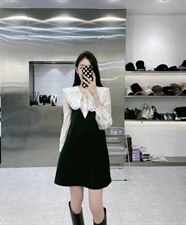 新款甜美气质荷叶边假两件连衣裙，女装连衣裙，L·H·X