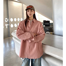 港风衬衫长袖耐磨纯色波浪纹衬衫休闲百搭MD-H512-特批35控59，男装衬衫，星座717