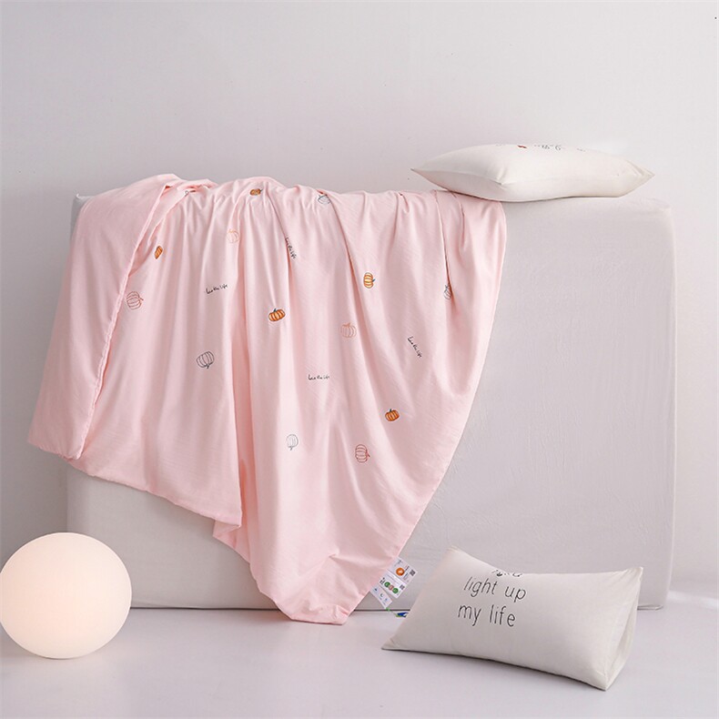 新款A类凉感丝大豆（满绣）夏被--南瓜，被套/被芯，一起卖家纺