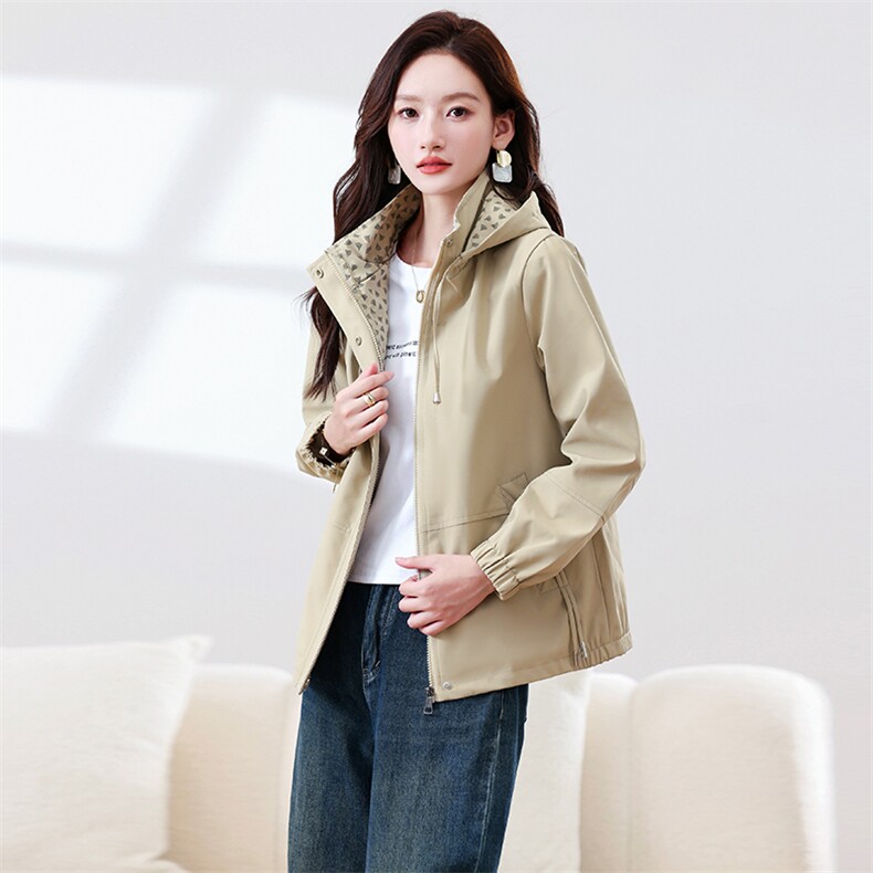 巨好看轻熟早秋外套女2025新款独特漂亮连帽风衣短款显瘦减龄上衣，女装短外套，浙宝281