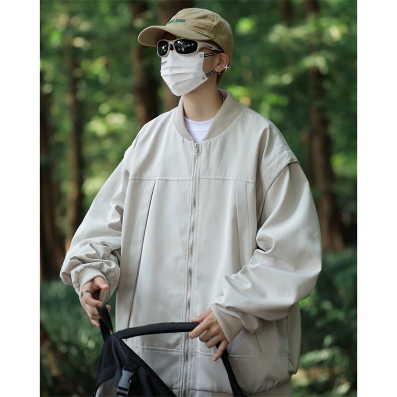美式复古飞行员夹克春秋新款宽松休闲设计感棒球服外套 W7773-P58图片