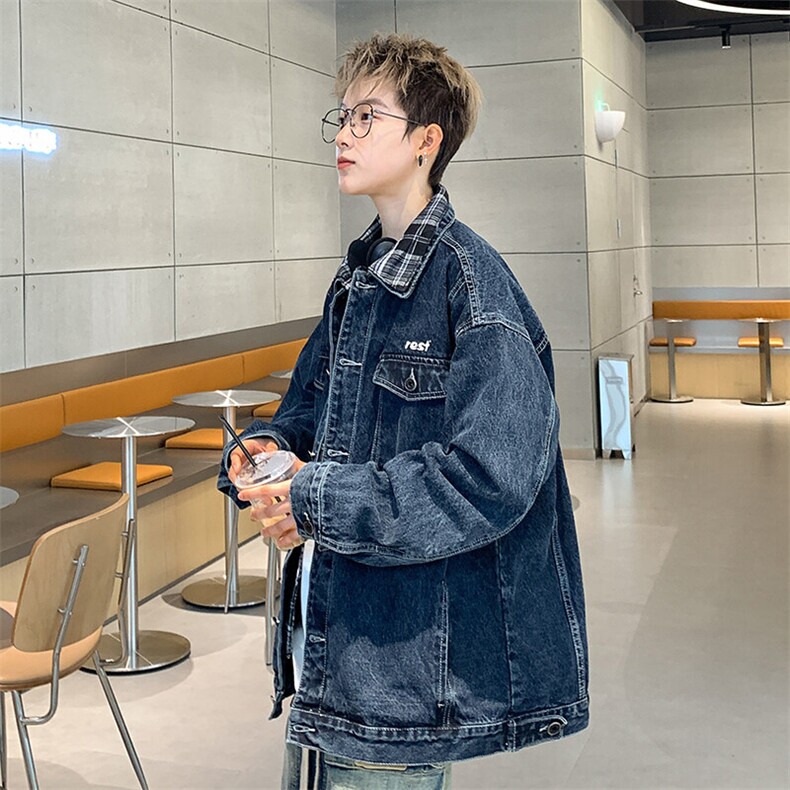 JK8810-P78美式春秋假两件宽松型牛仔外套,男装工装外套,星座1503