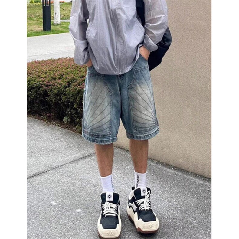 美式做旧牛仔短裤男潮流夏季新款宽松百搭直筒五分裤ND648,男装牛仔裤,星座1116A（原606A-3）