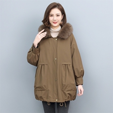 派克服女2021新款冬濑兔毛内胆可脱卸皮草外套中长款，女装派克服，衣之秀