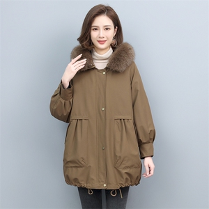 派克服女2021新款冬濑兔毛内胆可脱卸皮草外套中长款图片