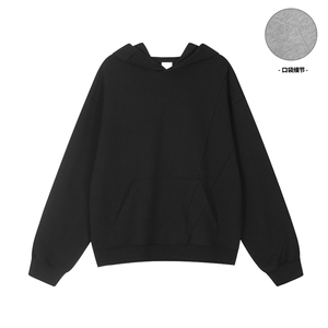 秋季重磅380克全棉宽松设计感套头拼接连帽卫衣外套AH913-P40图片