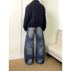 L8074-P58 复古水洗做旧泼墨牛仔裤男女潮牌高级感美式街头图片