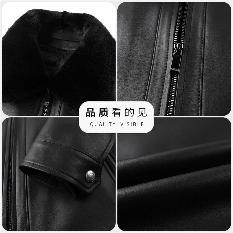 海宁真皮羽绒皮衣2025年新款中老年男士可脱卸鹅绒内胆绵羊皮皮袄,男装皮衣,电商B360A（原721A）