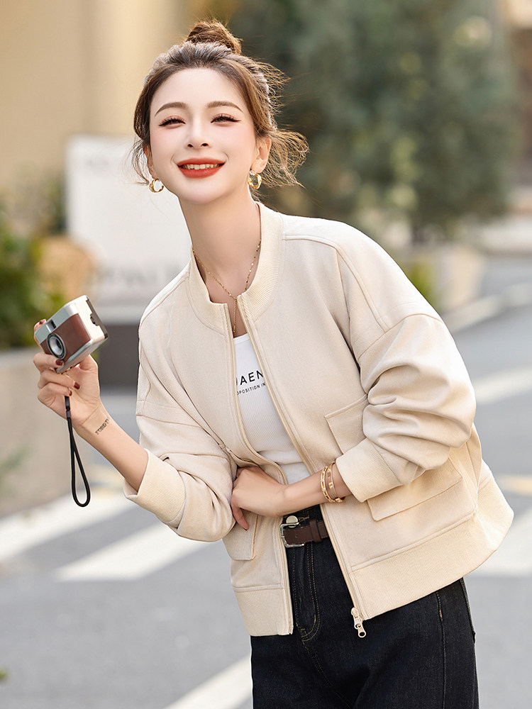 短款立领外套女装小个子2026年春秋装新款设计感休闲宽松夹克上衣,女装短外套,沐七七