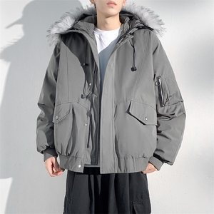 座山雕毛领派克棉服男冬季工装棉衣情侣外套M060-P110 迷彩P115图片