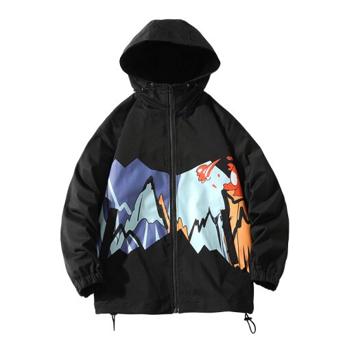 7XL-M连帽夹克外套男2023秋装新款潮印花加肥加大码胖子风衣控88,男装夹克,钱塘717(原712)