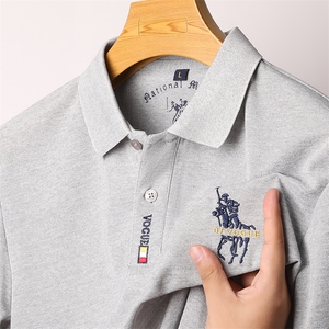 中年男士长袖T恤纯棉高端polo衫春秋季爸爸装卫衣上衣服刺绣秋衣图片