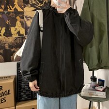 2021秋季新港风海报墙大码男纯色连帽休闲夹克外套J6001-P55，男装夹克，电商A001