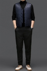 XL-TA88秋冬新款风唐装V领爸爸装加绵加厚保暖马甲套装，男装棉衣，电商B360