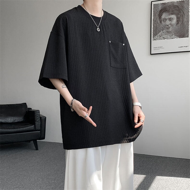 仓库现货T10138-特批35控68肌理感高品质圆领大码短袖T恤,男装T恤,电商A059