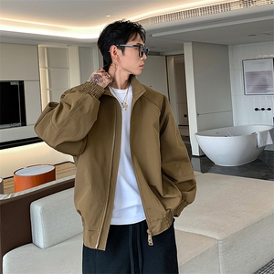 高品质春装新款老钱风美式高街解构立领棒球服飞行夹克休闲外套潮图片