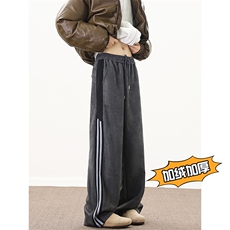 港风麂皮绒拼接加绒加厚休闲裤长裤A014-DY25123-P65控88，男装休闲裤，电商A014