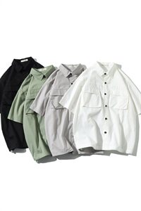 2021夏白底风潮短袖衬衫 面料：100%棉 C555-P35图片