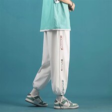 夏季九分裤男宽松直筒运动港风休闲裤ins垂感字母束脚裤K2126-p28,男装休闲裤,星座1008-1
